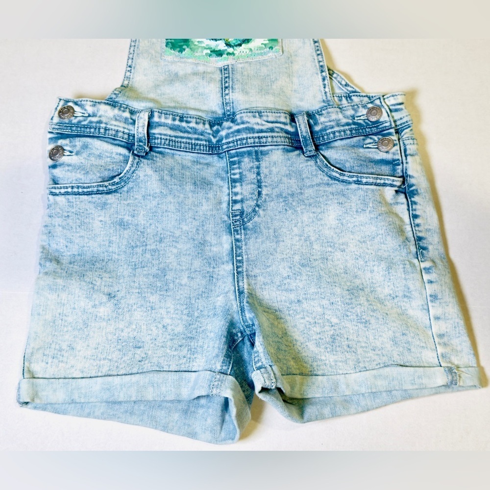 Cat and Jack Girls Shortalls with Sequin Super Stretch Denim Youth Size L 10-12 - Picture 3 of 14